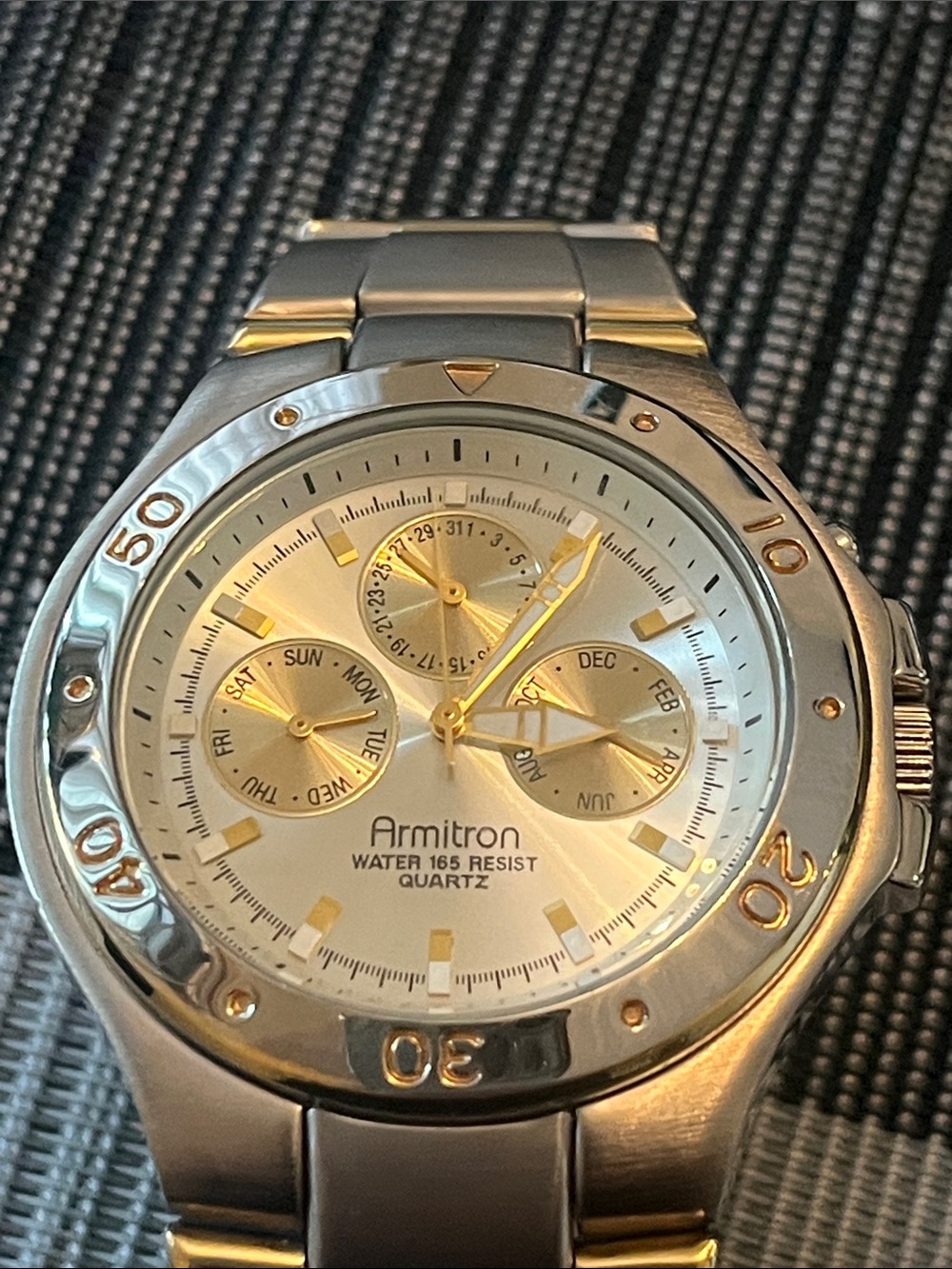 Armitron Two-Tone Silver and Gold Dial Chronograph Watch